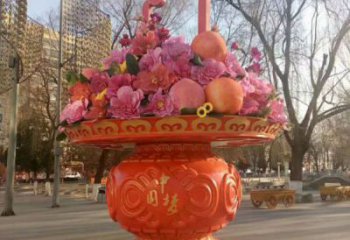 小花籃雕塑承接，景區(qū)案例，運動花朵花籃雕塑承接