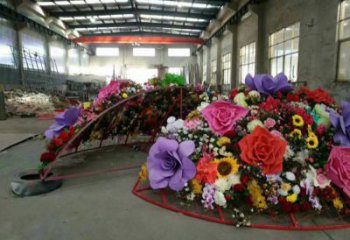 公共花籃雕塑訂做，城市裝飾，庭院景觀葵花花籃雕塑展品