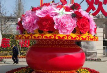 慶典花籃雕塑，商場(chǎng)美陳雕塑，花朵組合裝置雕塑