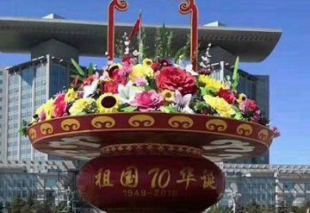 花籃雕塑訂做，多彩藝術，商業景區花籃雕塑制造