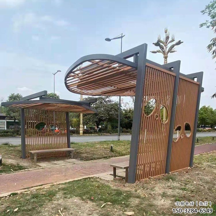 鏤空設(shè)計(jì)廊架，不銹鋼管結(jié)構(gòu)組合雕塑