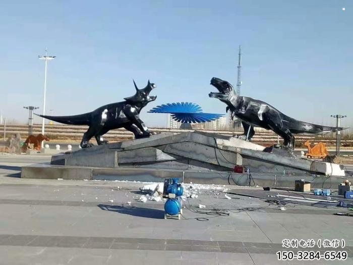 仿真恐龍雕塑精選，美陳雕塑，鍛鋼幾何恐龍雕塑通用