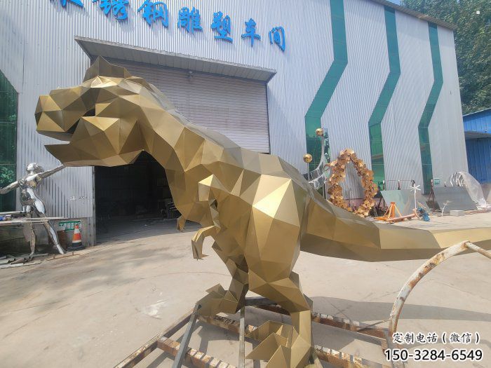 景觀恐龍雕塑優選，陸地擺件，藝術幾何恐龍雕塑供應