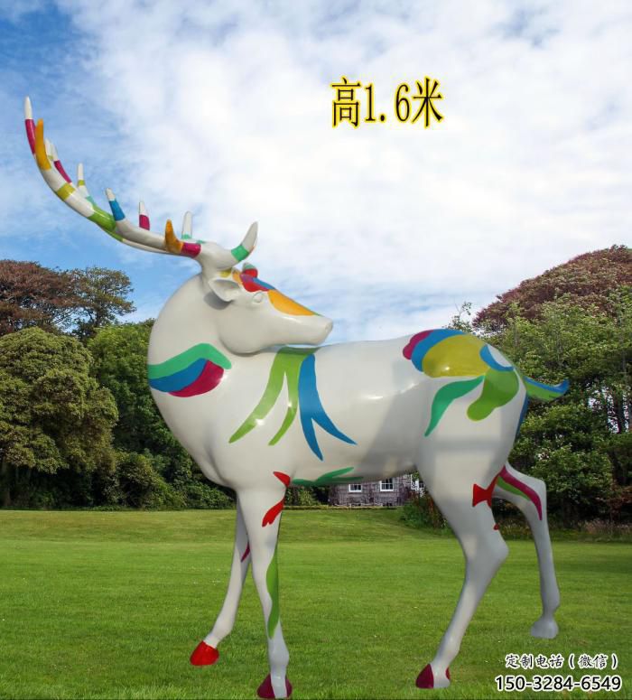 廣場小鹿雕塑，彩繪工藝，彩繪動物雕塑