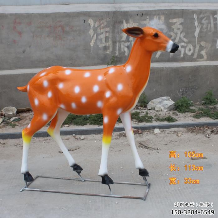 廣場小鹿雕塑，彩繪工藝，玻璃鋼動物雕塑廠家