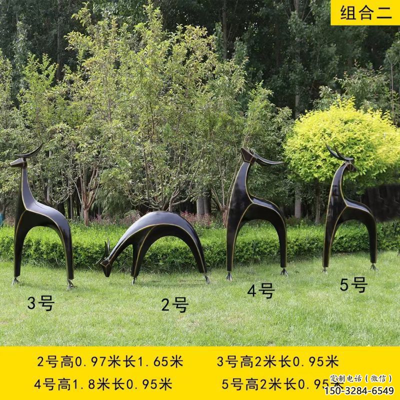 小鹿雕塑批發(fā)，幾何動物雕塑，抽象小鹿雕塑標(biāo)準(zhǔn)