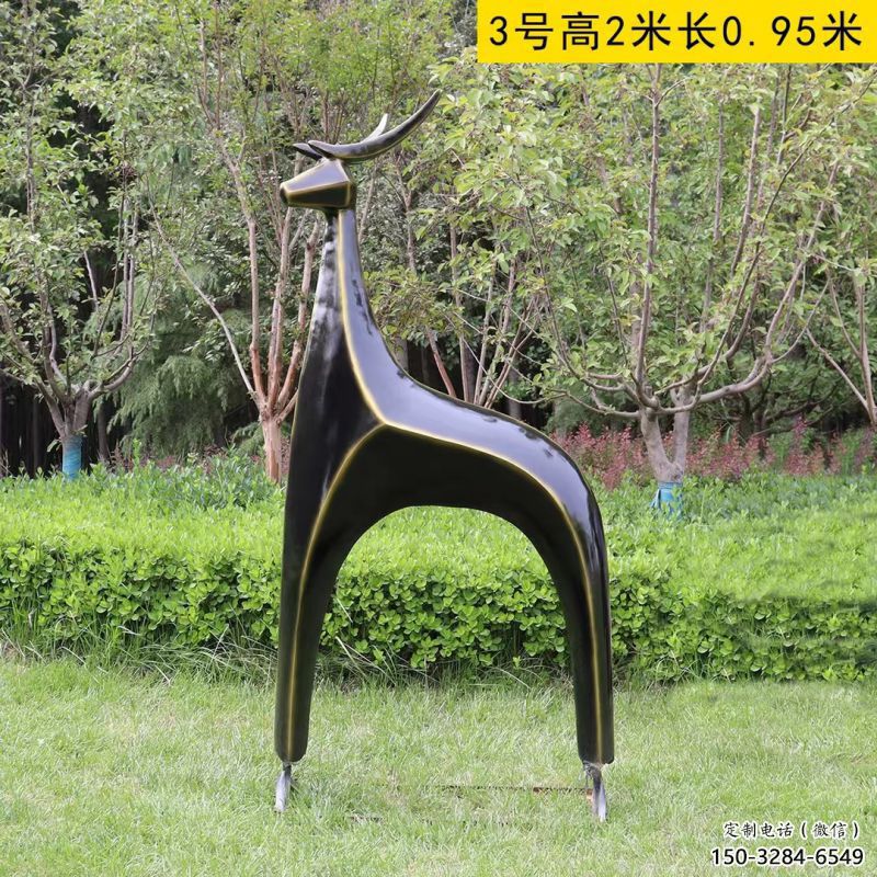 小鹿方案供應，圓雕體系，抽象小鹿雕塑制作