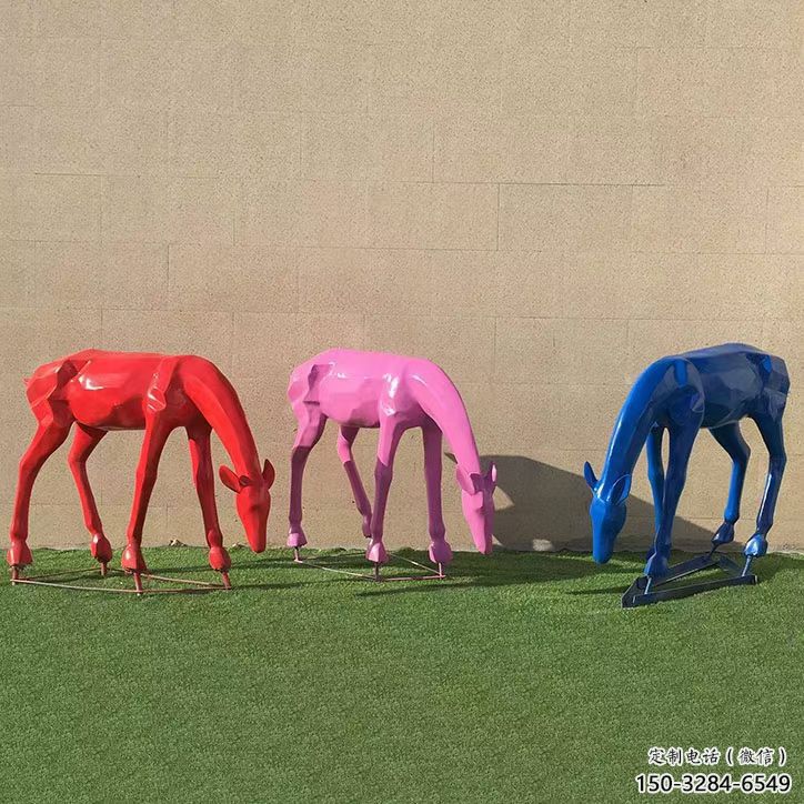 彩繪小鹿雕塑通用，花園小品，景觀烤漆小鹿雕塑優(yōu)價