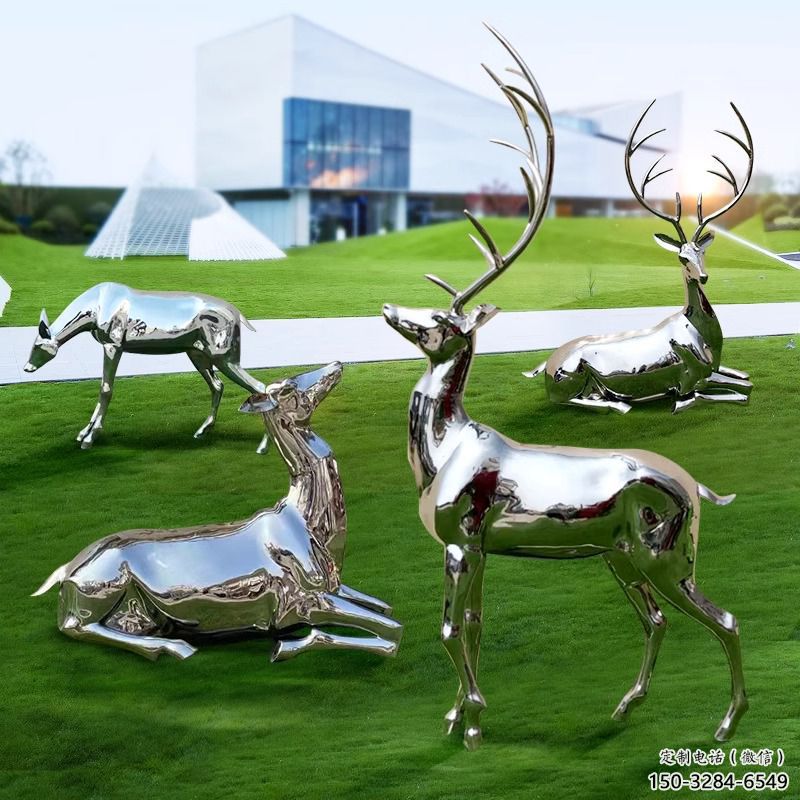 雕塑小鹿景觀制造，街景小品，鏡面小鹿雕塑優價