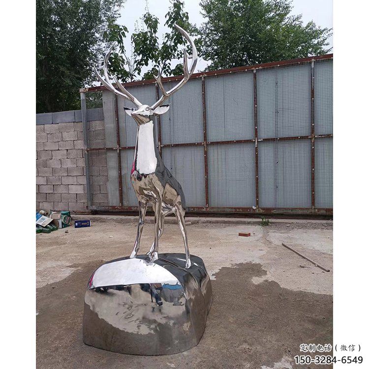仿真小鹿雕塑制造，白鋼構件，不銹鋼鏡面小鹿雕塑提供