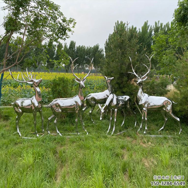 制造小鹿雕塑定價(jià)，地標(biāo)擺件，鏡面小鹿雕塑精選