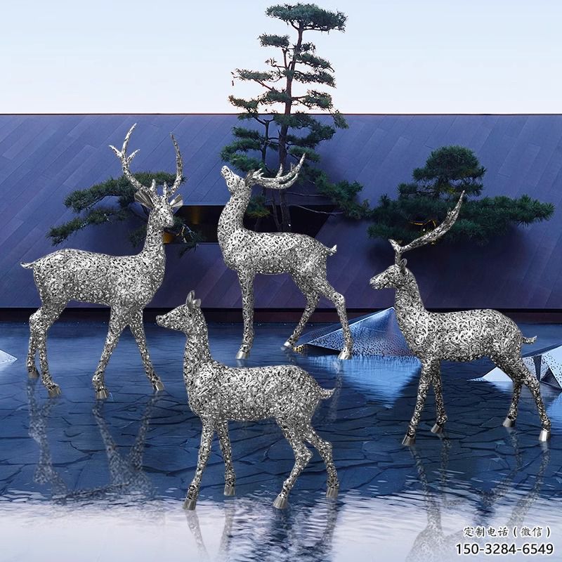 梅花鹿雕塑工廠(chǎng)，城市裝飾，景觀(guān)鏤空梅花鹿雕塑供給