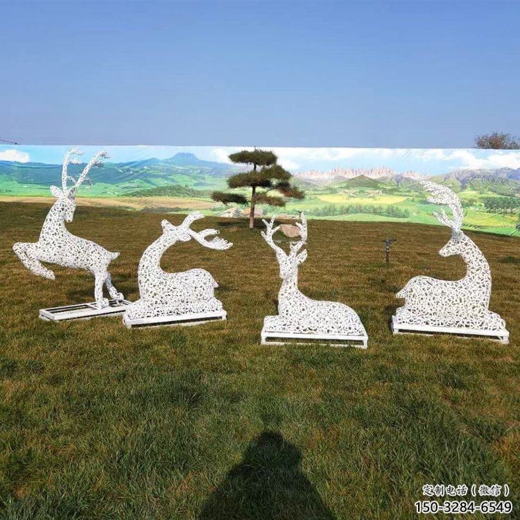 大型小鹿雕塑常用，戶(hù)外擺放，鏤空小鹿雕塑展示專(zhuān)供