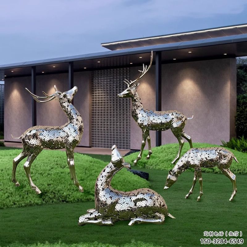 花片小鹿雕塑制造商，城市雕塑，公園鏤空小鹿雕塑觀賞型