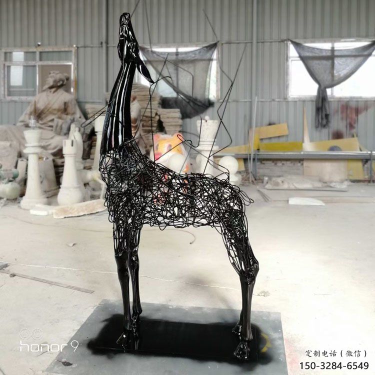 小鹿雕塑生產，透雕系列，鏤空鋼絲小鹿雕塑生產商