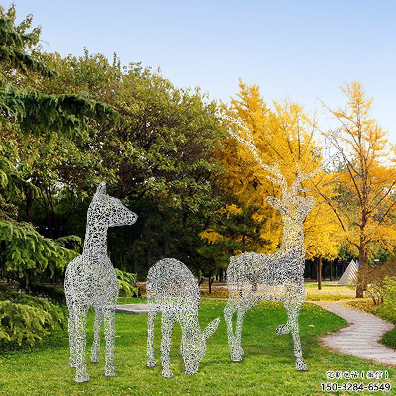 制造小鹿雕塑專供，地標(biāo)擺件，鏤空小鹿雕塑訂做