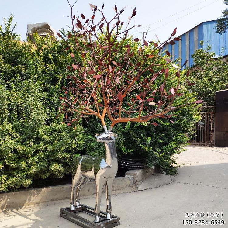 金屬梅花鹿雕塑制作，城市裝飾，鏡面梅花鹿雕塑標準