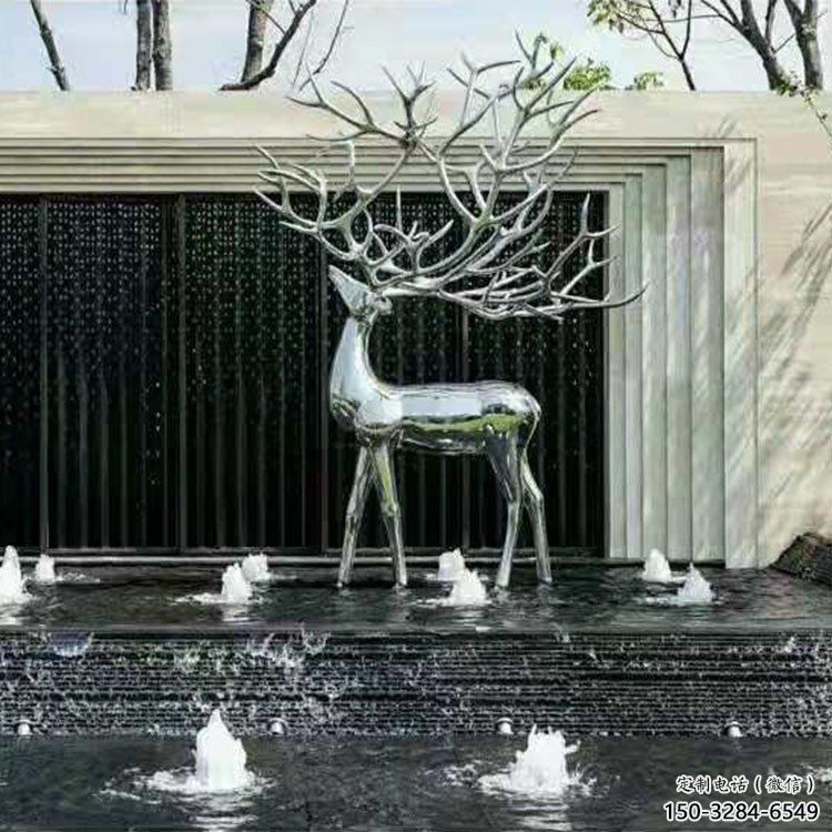 梅花鹿雕塑定制，動物風格，鏡面梅花鹿雕塑供給