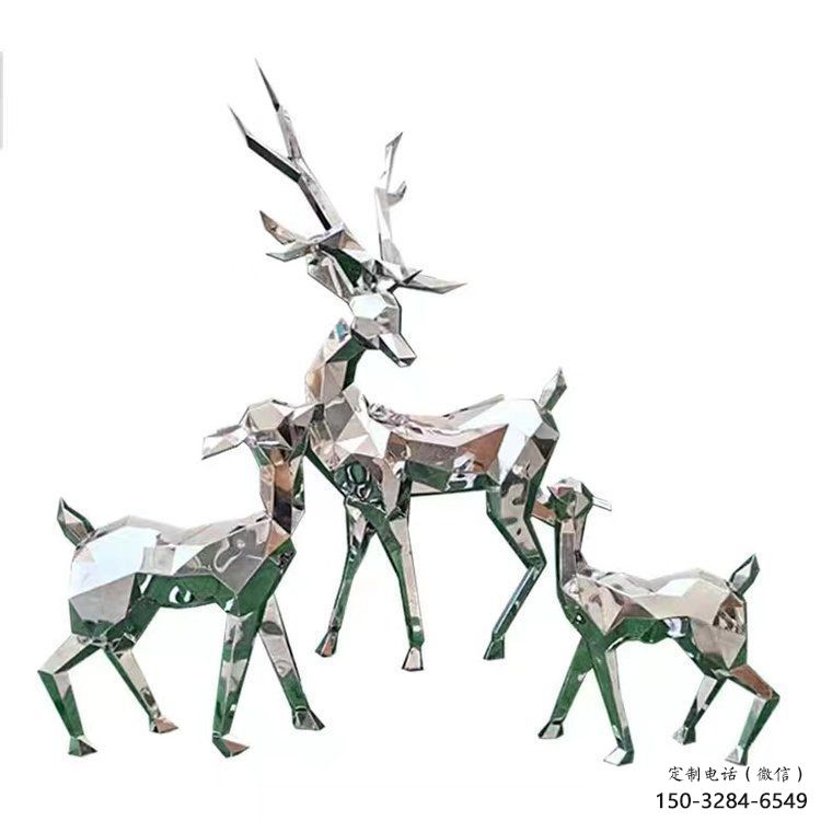幾何小鹿雕塑制造商，動(dòng)物擺件，切面小鹿雕塑定制