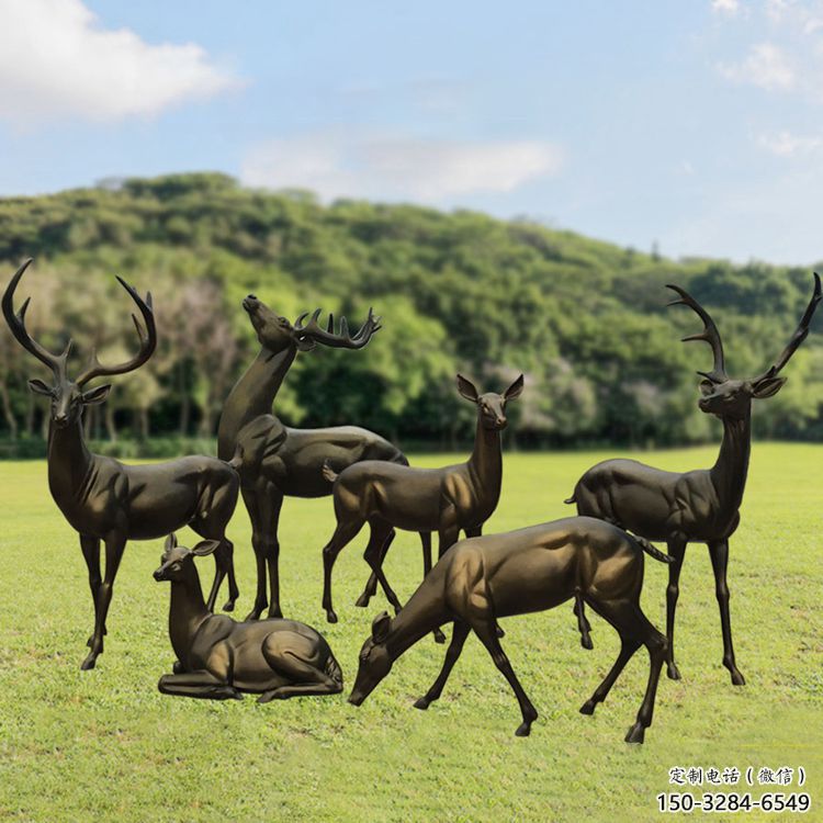 銅小鹿雕塑定制，市標雕塑，公園小鹿銅雕塑