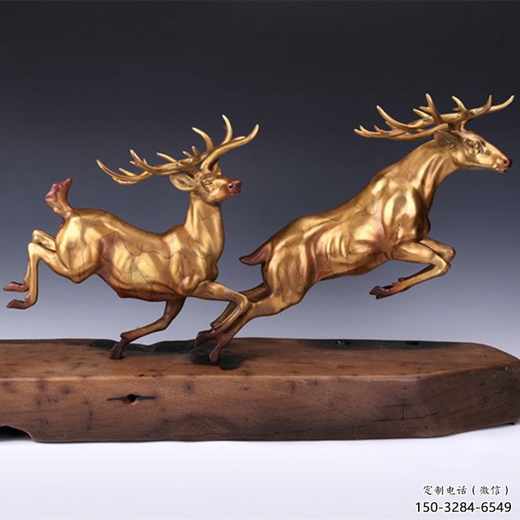 小鹿銅雕塑點擊，陸地擺件，景觀小鹿銅雕塑預定