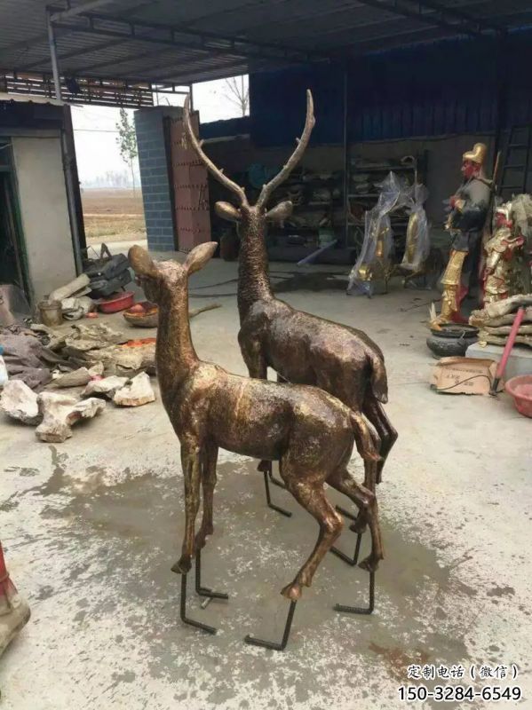 城市馴鹿雕塑，網格體育雕塑，古銅效果