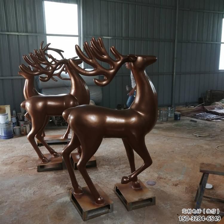 飯店馴鹿雕塑，鍍金歐式雕塑，鍍金工藝
