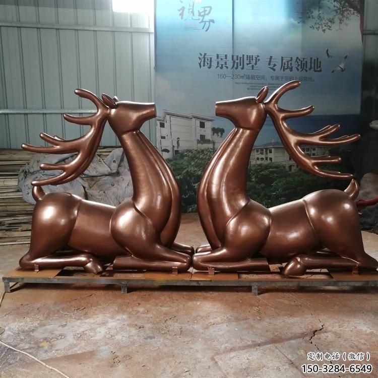 售樓部馴鹿雕塑，噴砂發光雕塑，彩繪題材