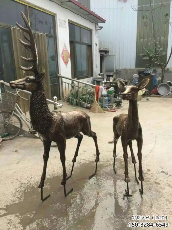 銅鹿雕塑，鑄銅動物雕塑