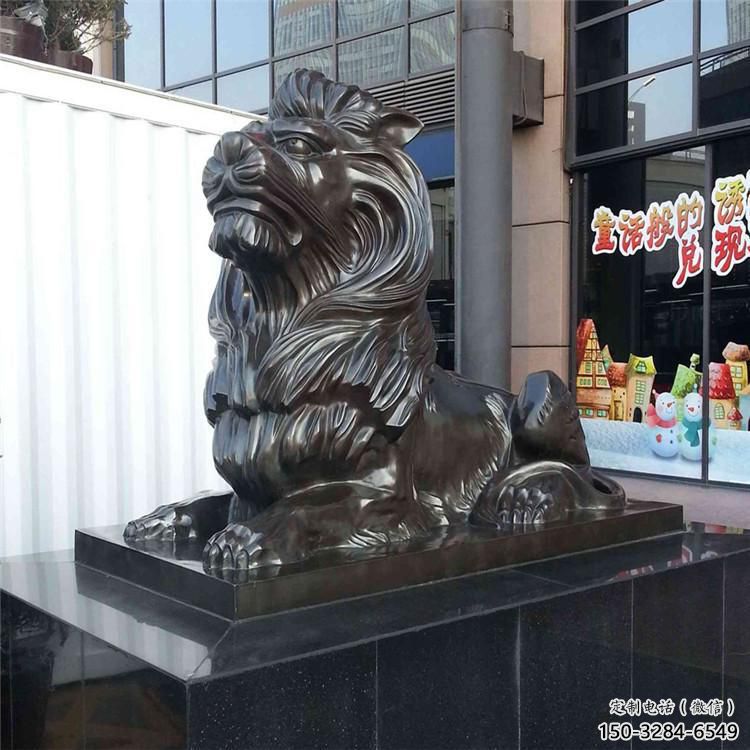 大門口獅子雕塑，仿銅玻璃鋼獅子雕塑加工制作