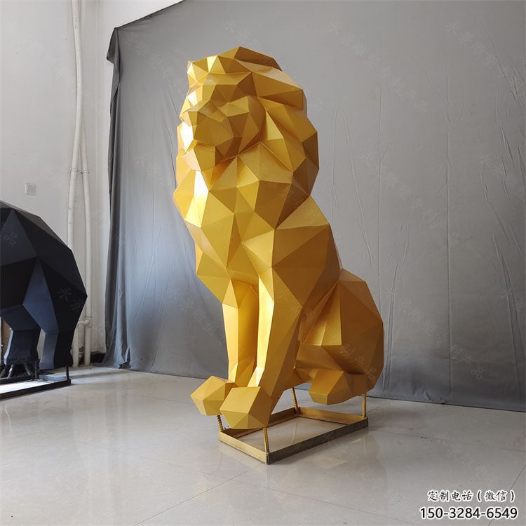 景觀獅子雕塑供應，切面動物雕塑，不銹鋼獅子雕塑供求