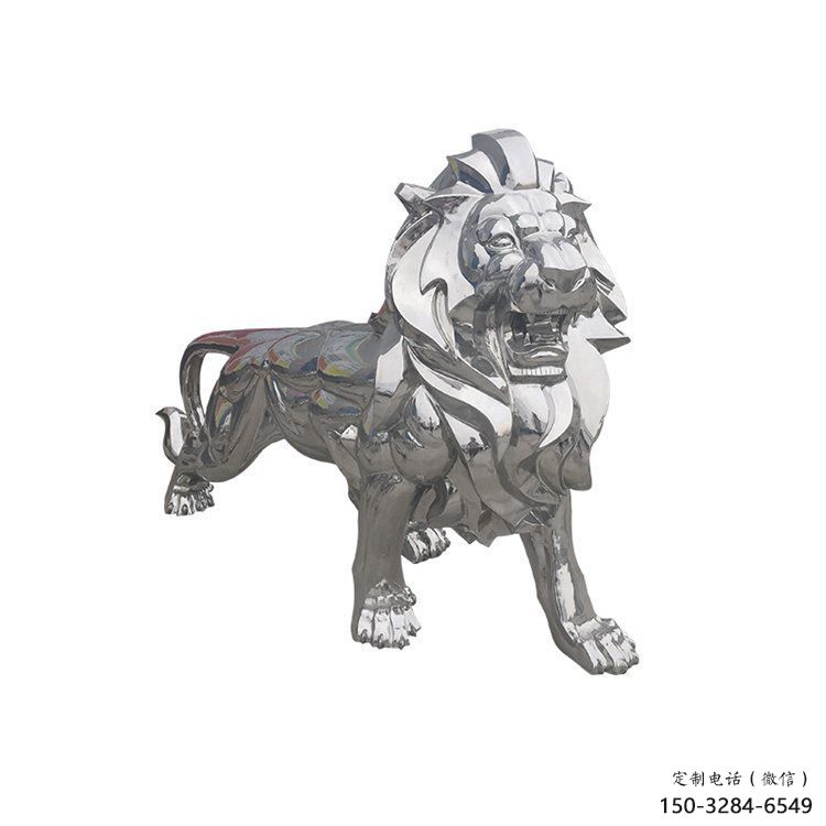 鏡面獅子雕塑生產，景區案例，不銹鋼拋光獅子雕塑優選