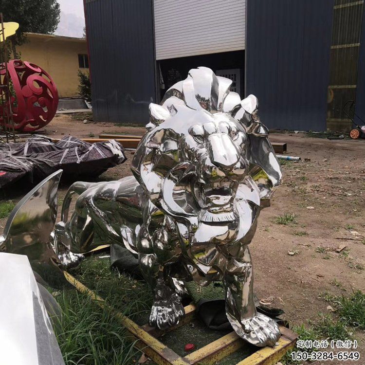 亮面獅子雕塑標(biāo)準(zhǔn)，廣場(chǎng)雕塑，不銹鋼獅子雕塑供給