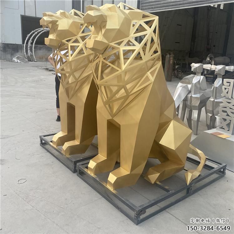 廣場獅子雕塑批發(fā)，動物系列，不銹鋼獅子雕塑制作