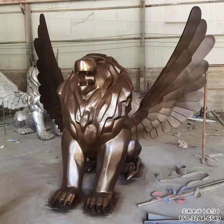 紅銅獅子雕塑優價，鑄造工藝，飛獅雕塑制作