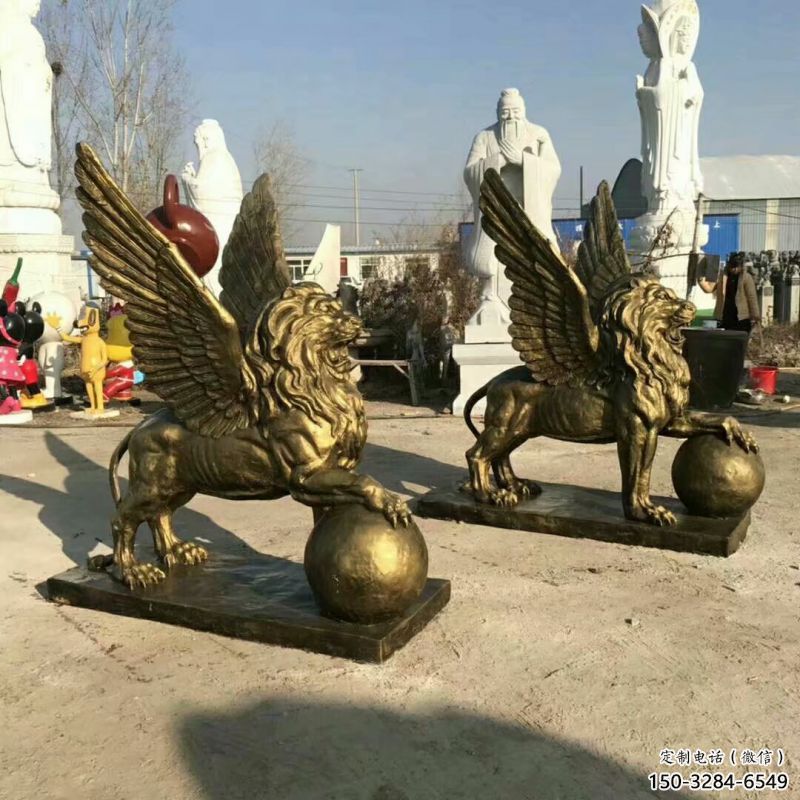 景觀獅子雕塑選用，美陳雕塑，飛獅雕塑展示專供