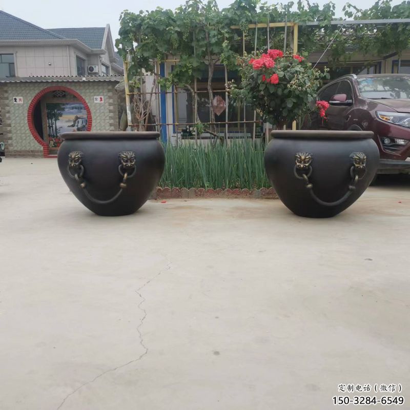 景觀太平缸雕塑-鑄銅缸雕塑