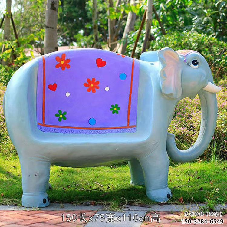大象坐凳雕塑，公園動物雕塑，玻璃鋼坐凳雕塑廠家