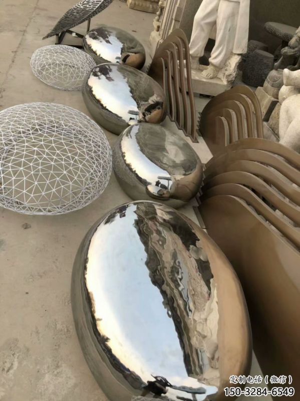 廣場(chǎng)坐凳雕塑，抽象景觀雕塑，鏡面效果