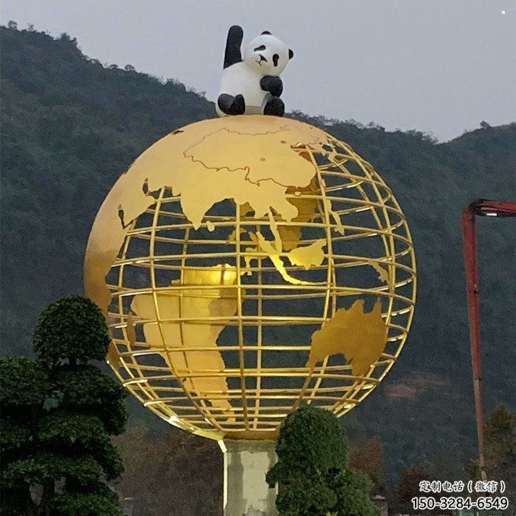 地球儀雕塑常用，鋼管組合，景觀烤漆地球儀雕塑生產