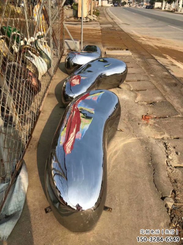 園林坐凳雕塑，噴漆景觀雕塑，鏡面形式