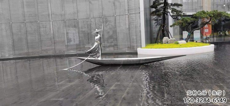 乘船人雕塑預(yù)定，小區(qū)擺件，不銹鋼乘船人雕塑服務(wù)商