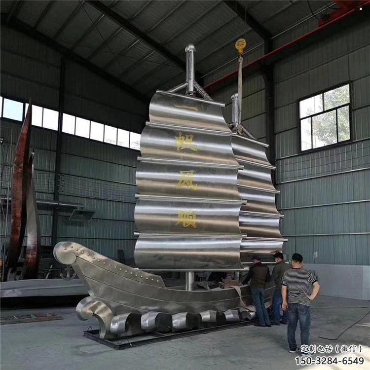 景區(qū)帆船雕塑，鍍金歐式雕塑，鐵藝材質(zhì)