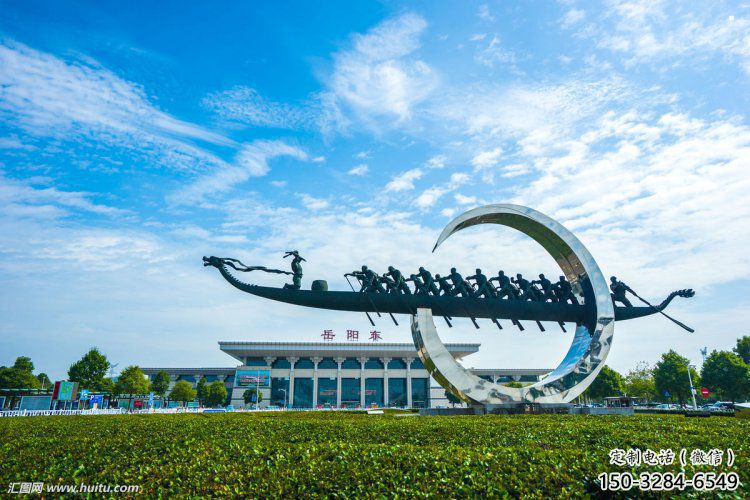 龍舟雕塑專供，鋼管組合，不銹鋼龍舟雕塑定做廠家