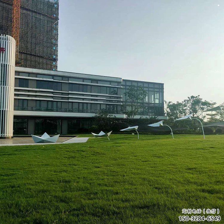 紙船雕塑通用，彩鋼制作，折紙船雕塑景觀指用