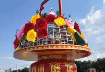 花籃雕塑指用，中式工藝，小區(qū)花籃雕塑指用