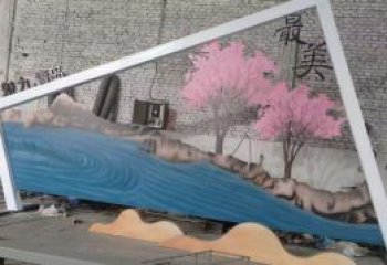 城市標識景墻雕塑，仿真樹背景墻雕塑