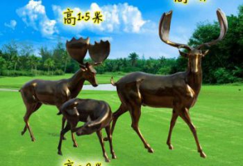 烤漆梅花鹿雕塑，彩繪工藝，玻璃鋼動物雕塑廠家