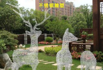 抽象梅花鹿雕塑展品，小區(qū)雕塑，鏤空梅花鹿雕塑制作