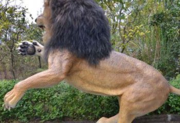 園林獅子雕塑，立體仿真效果，玻璃鋼彩繪動物雕塑